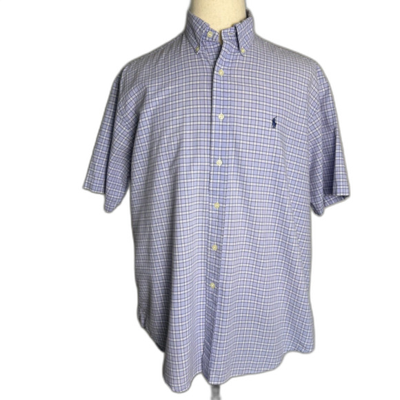 Ralph Lauren Blake 100% Cotton Short Sleeve Button Down, Sz L, Blue Violet 2/$25 - Picture 2 of 12